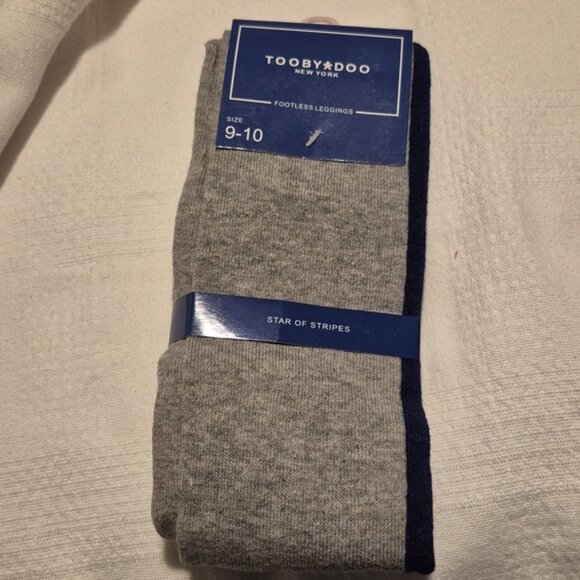 Tooby Doo girls footless sweater tights leggings gray with blue stripe NEW - Picture 6 of 8